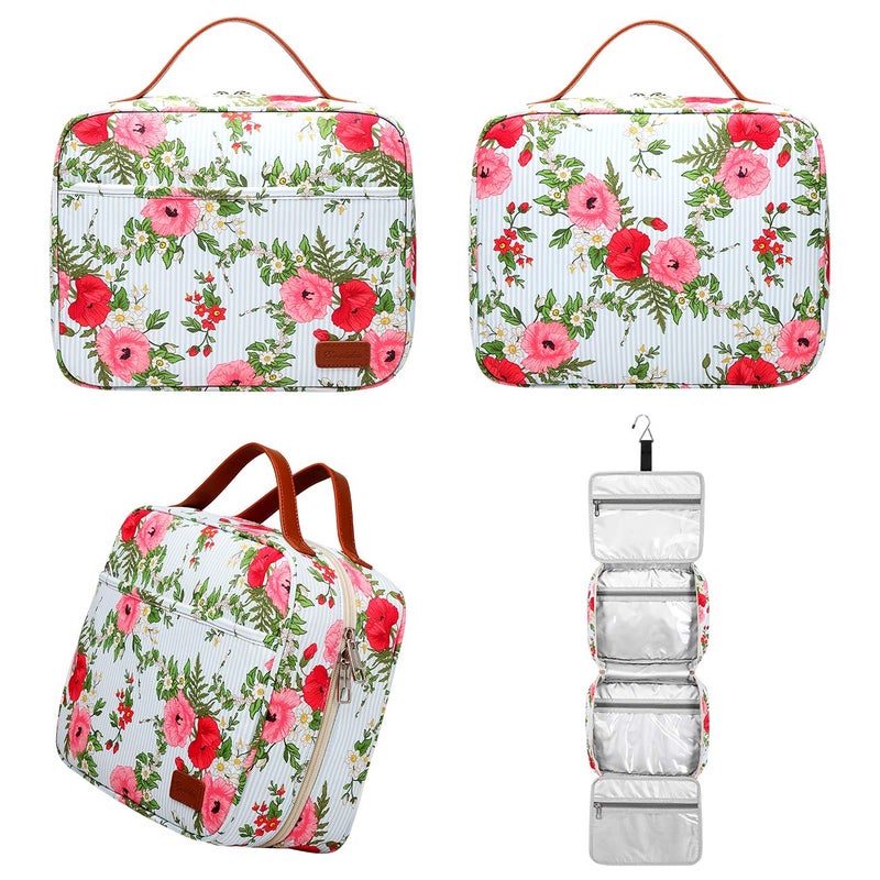 Bosidu Hanging Travel Toiletry Bag, Large Capacity Cosmetic Travel Toiletry Organizer for Women with 4 Compartments & 1 Sturdy Hook, Perfect for Daily Use/Christmas - Image 5